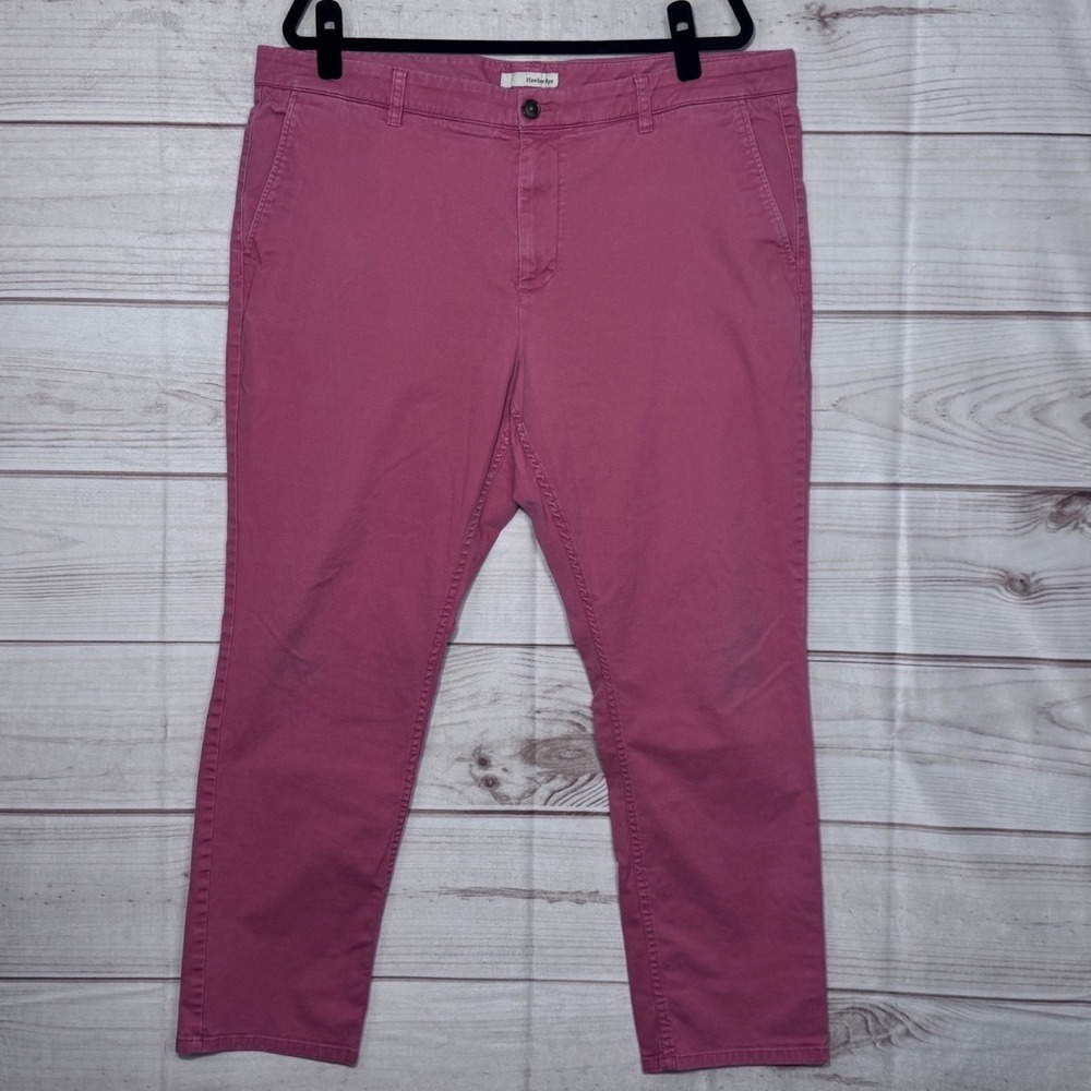 Hawker Rye Mens Slim Fit Chino Pants Salmon‎ Cotton Stretch 40x30